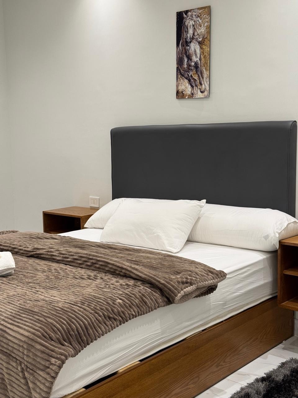 Master bedroom — double bed, upholstered headboard